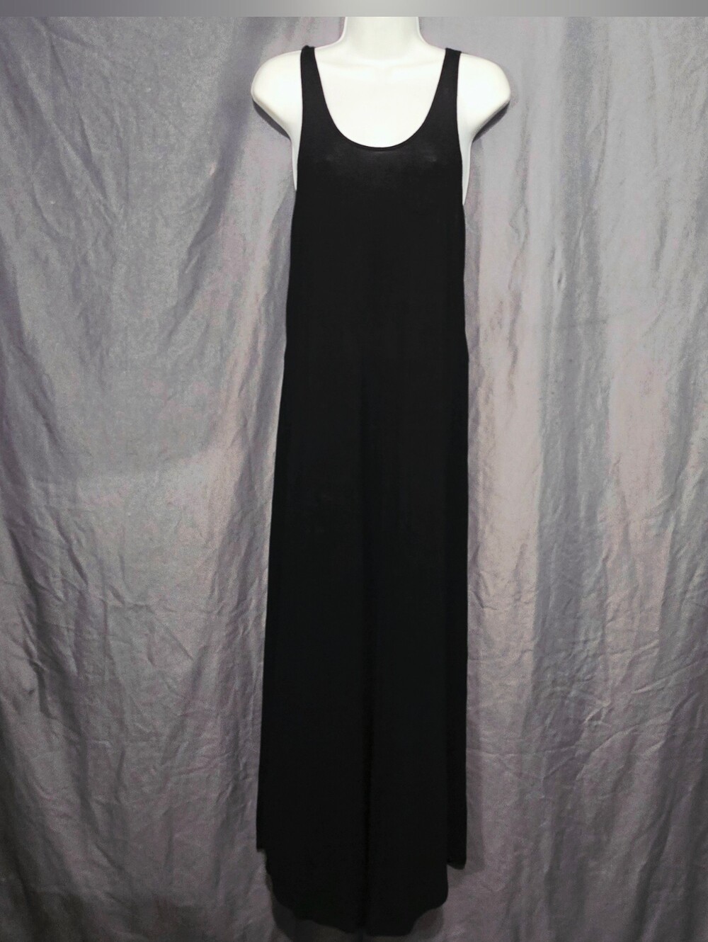 Coming Soon - S Faded Glory Black Maxi Dress with Chest Pocket & Dual Split Side